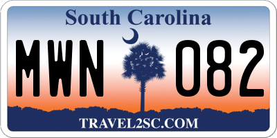 SC license plate MWN082