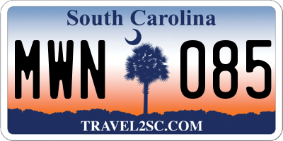 SC license plate MWN085