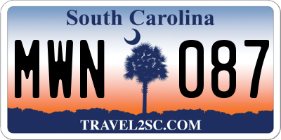 SC license plate MWN087