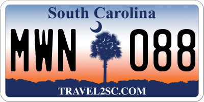SC license plate MWN088