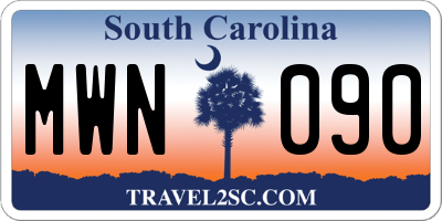 SC license plate MWN090