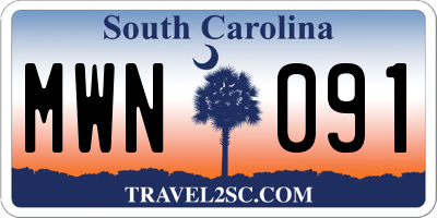 SC license plate MWN091
