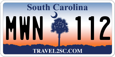 SC license plate MWN112