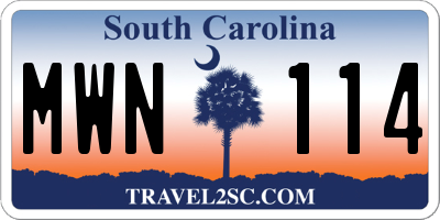 SC license plate MWN114