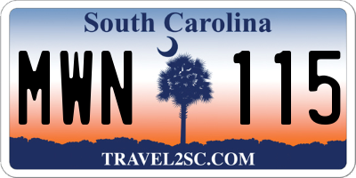 SC license plate MWN115