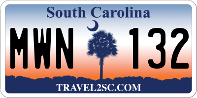 SC license plate MWN132