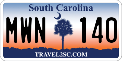 SC license plate MWN140