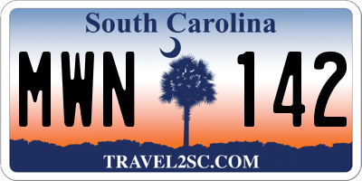 SC license plate MWN142