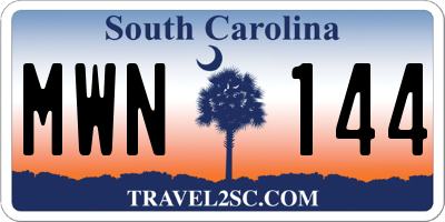 SC license plate MWN144
