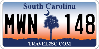 SC license plate MWN148
