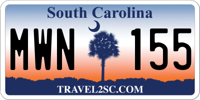 SC license plate MWN155
