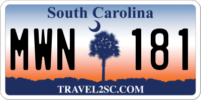 SC license plate MWN181