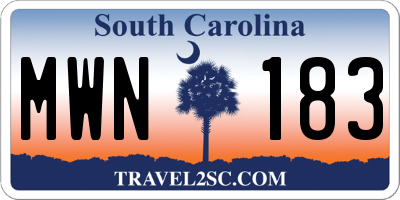 SC license plate MWN183