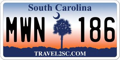 SC license plate MWN186