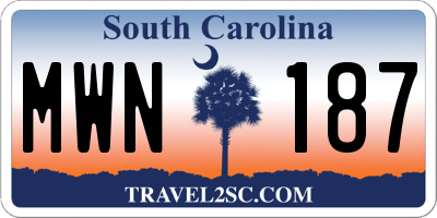 SC license plate MWN187