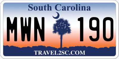 SC license plate MWN190