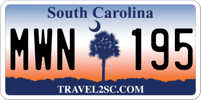 SC license plate MWN195