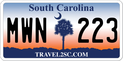 SC license plate MWN223