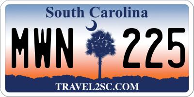 SC license plate MWN225