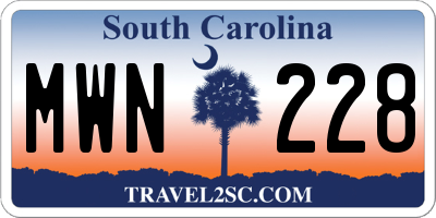 SC license plate MWN228