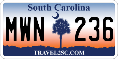 SC license plate MWN236