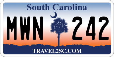 SC license plate MWN242