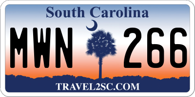 SC license plate MWN266