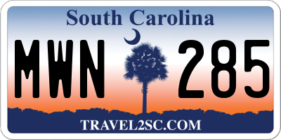 SC license plate MWN285