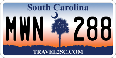 SC license plate MWN288