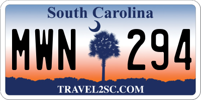 SC license plate MWN294
