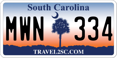 SC license plate MWN334