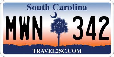 SC license plate MWN342