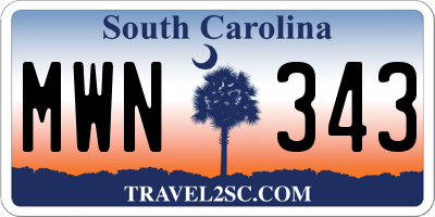 SC license plate MWN343