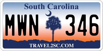 SC license plate MWN346