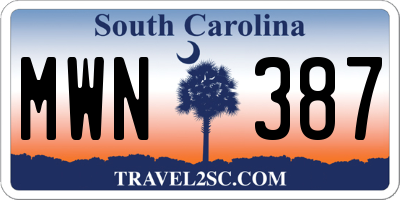SC license plate MWN387
