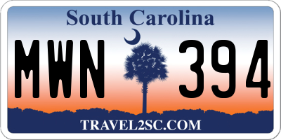 SC license plate MWN394