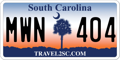 SC license plate MWN404