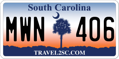 SC license plate MWN406