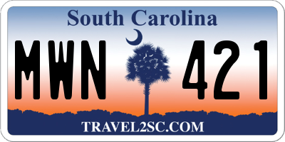 SC license plate MWN421