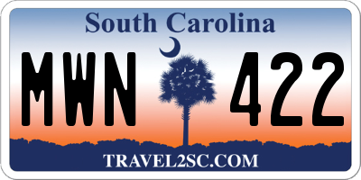 SC license plate MWN422