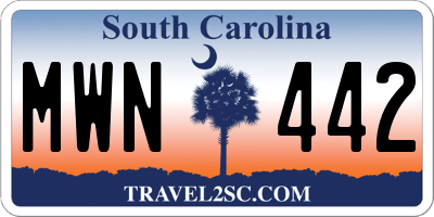 SC license plate MWN442