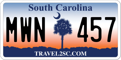 SC license plate MWN457