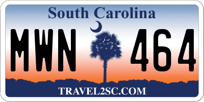 SC license plate MWN464
