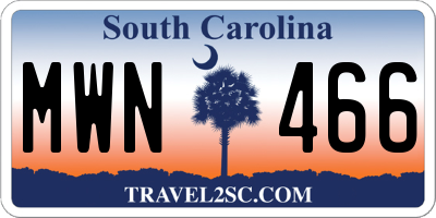 SC license plate MWN466