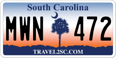SC license plate MWN472