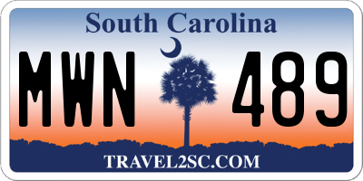 SC license plate MWN489