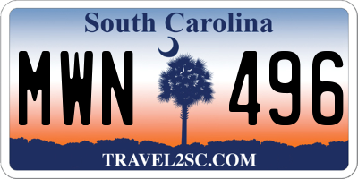 SC license plate MWN496