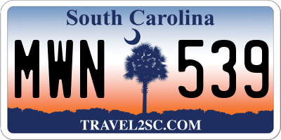 SC license plate MWN539
