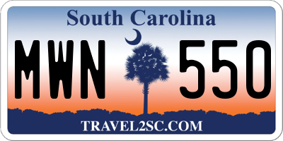 SC license plate MWN550