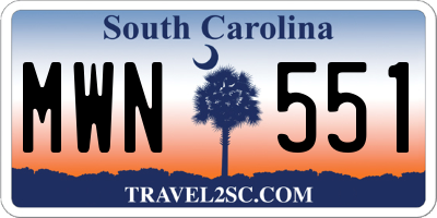 SC license plate MWN551